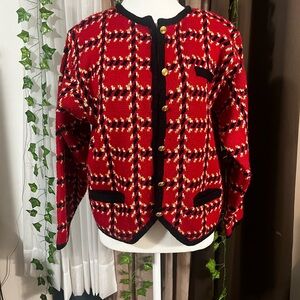 Hasting & Smith Vintage  Red and Black Women's Cardigan